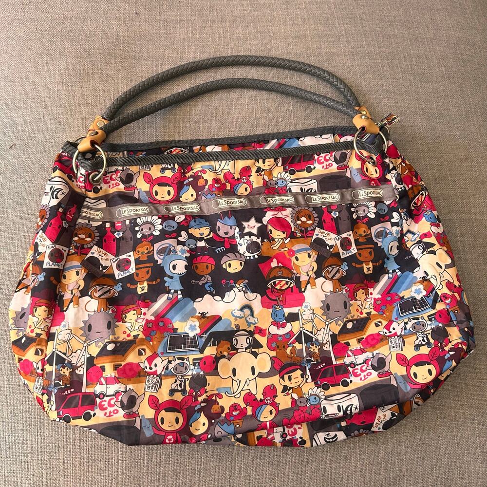 Tokidoki X LeSportsac Cartoon Print Shoulder Bag Size 16”x14”